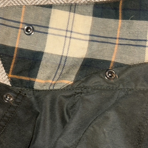 Barbour Beadnell Waxed Cotton Jacket Original Barbour Tartan Flannel Lining SZ12 - Picture 11 of 11